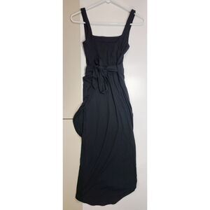 Wilfred by Aritzia Black Tie-Waist Square Neck Wrap Midi Dress - Size S